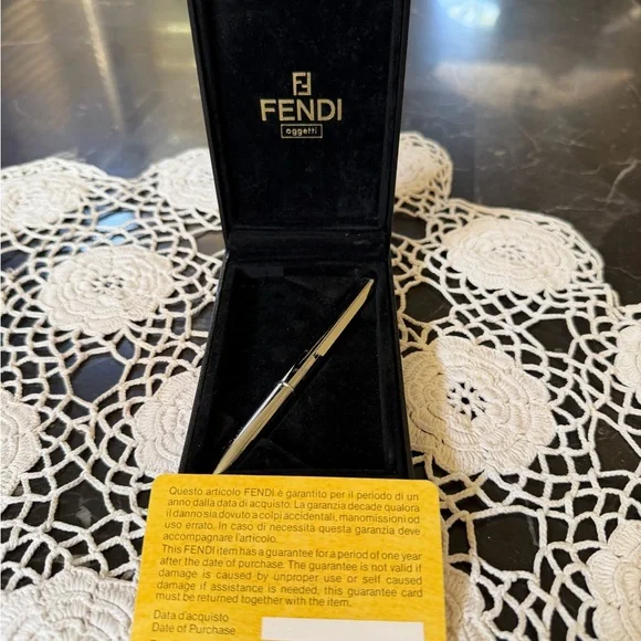 Fendi Stilista Silver Metal Logo Engraved Mini Pen Dual Ink 2-Color Cartridge - Picture 11 of 11